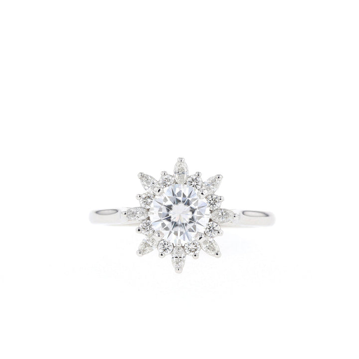 1.05CT Round Moissanite Cluster Diamond Engagement Ring