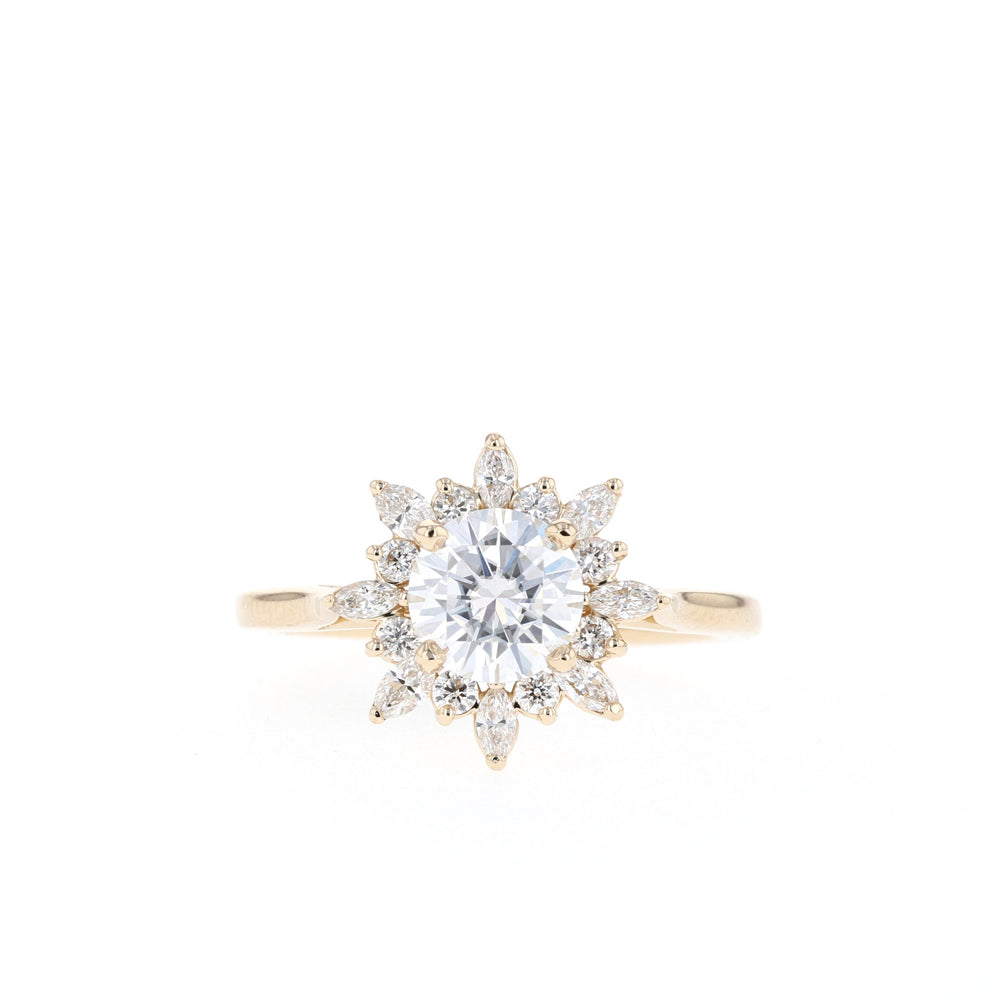 1.05CT Round Moissanite Cluster Diamond Engagement Ring