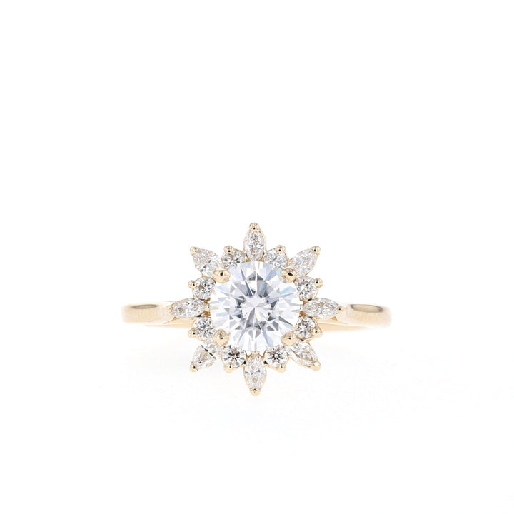 1.05CT Round Moissanite Cluster Diamond Engagement Ring