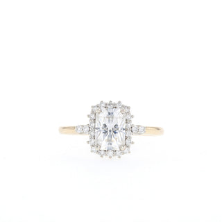 1.10CT Emerald Cut Moissanite Halo Diamond Engagement Ring