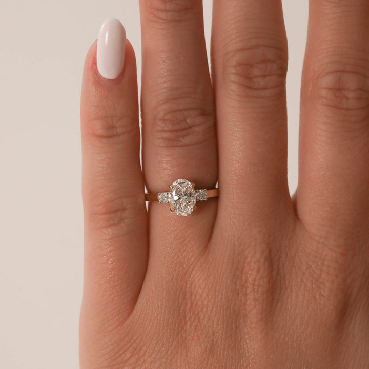 1.20CT Oval Moissanite Three Stone Diamond Engagement Ring