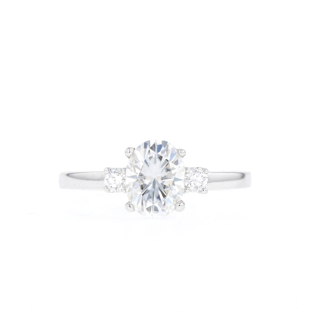 1.20CT Oval Moissanite Three Stone Diamond Engagement Ring