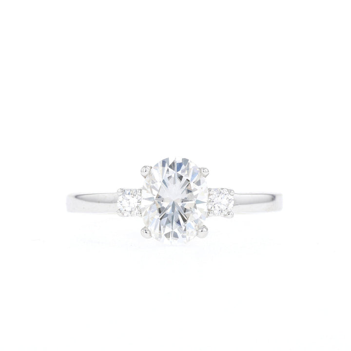 1.20CT Oval Moissanite Three Stone Diamond Engagement Ring