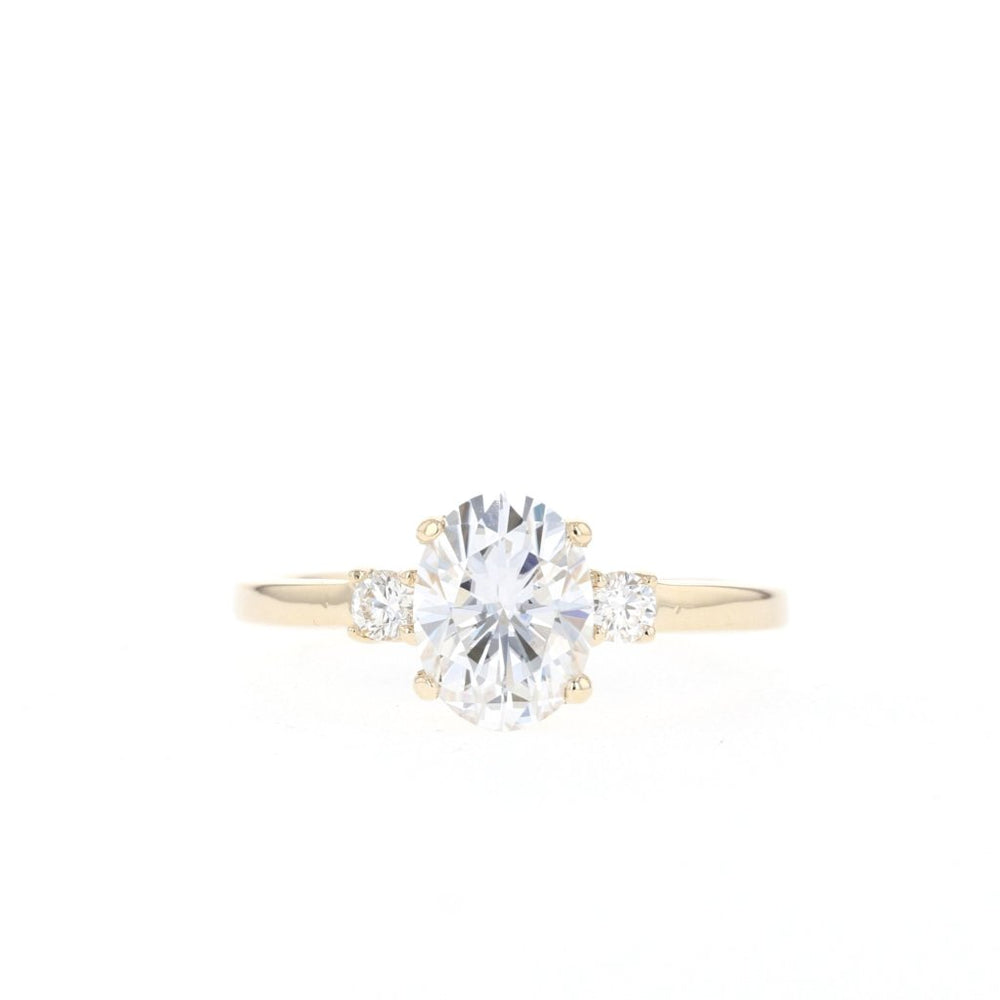 1.20CT Oval Moissanite Three Stone Diamond Engagement Ring