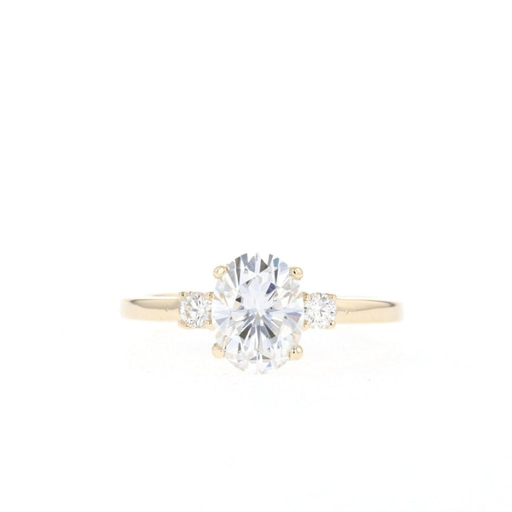 1.20CT Oval Moissanite Three Stone Diamond Engagement Ring