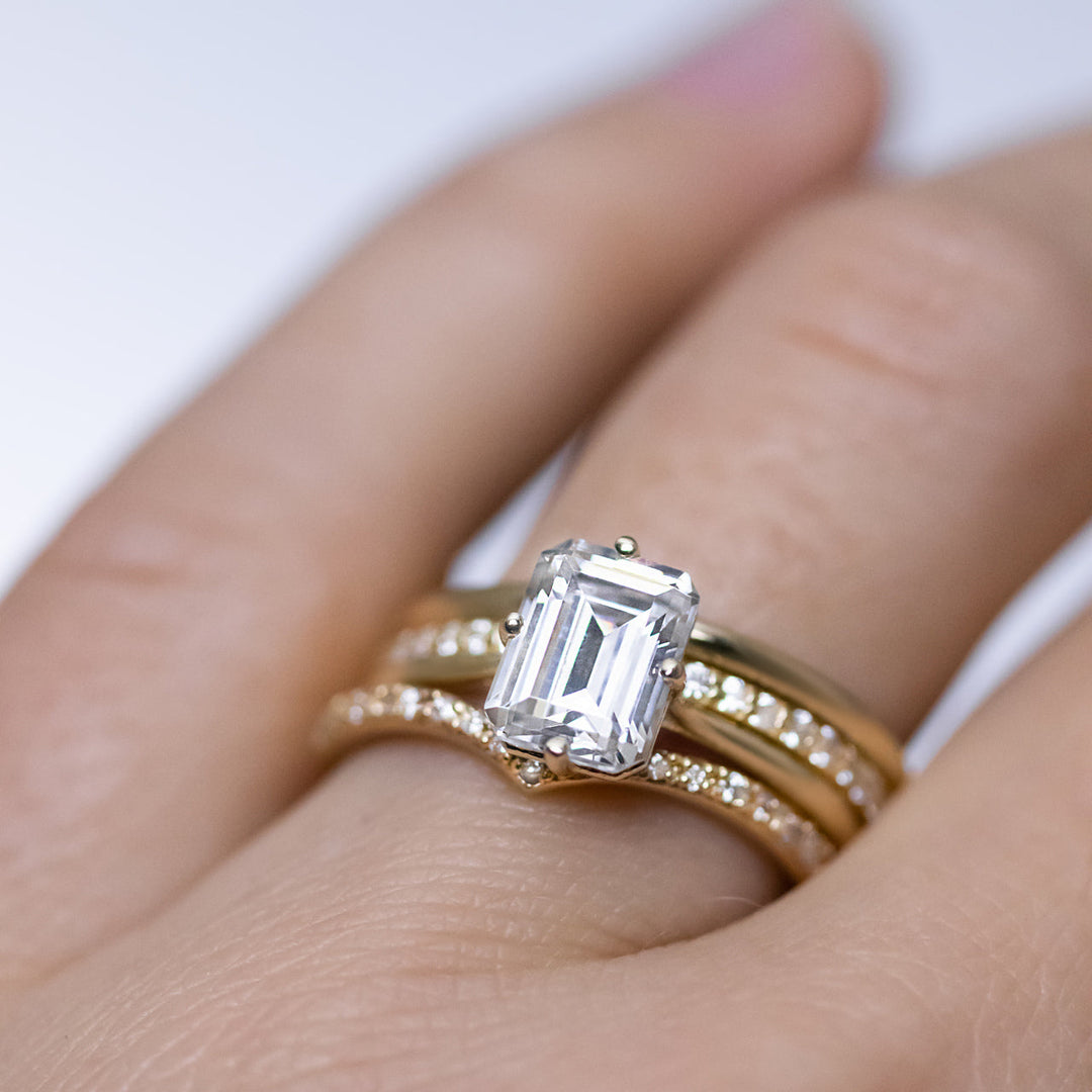 2.30 CT Emerald Cut Moissanite Engagement Ring
