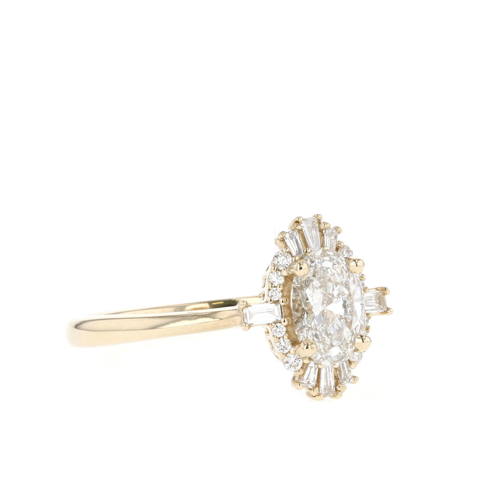 0.75CT Oval Cut Cluster Moissanite Diamond Engagement Ring