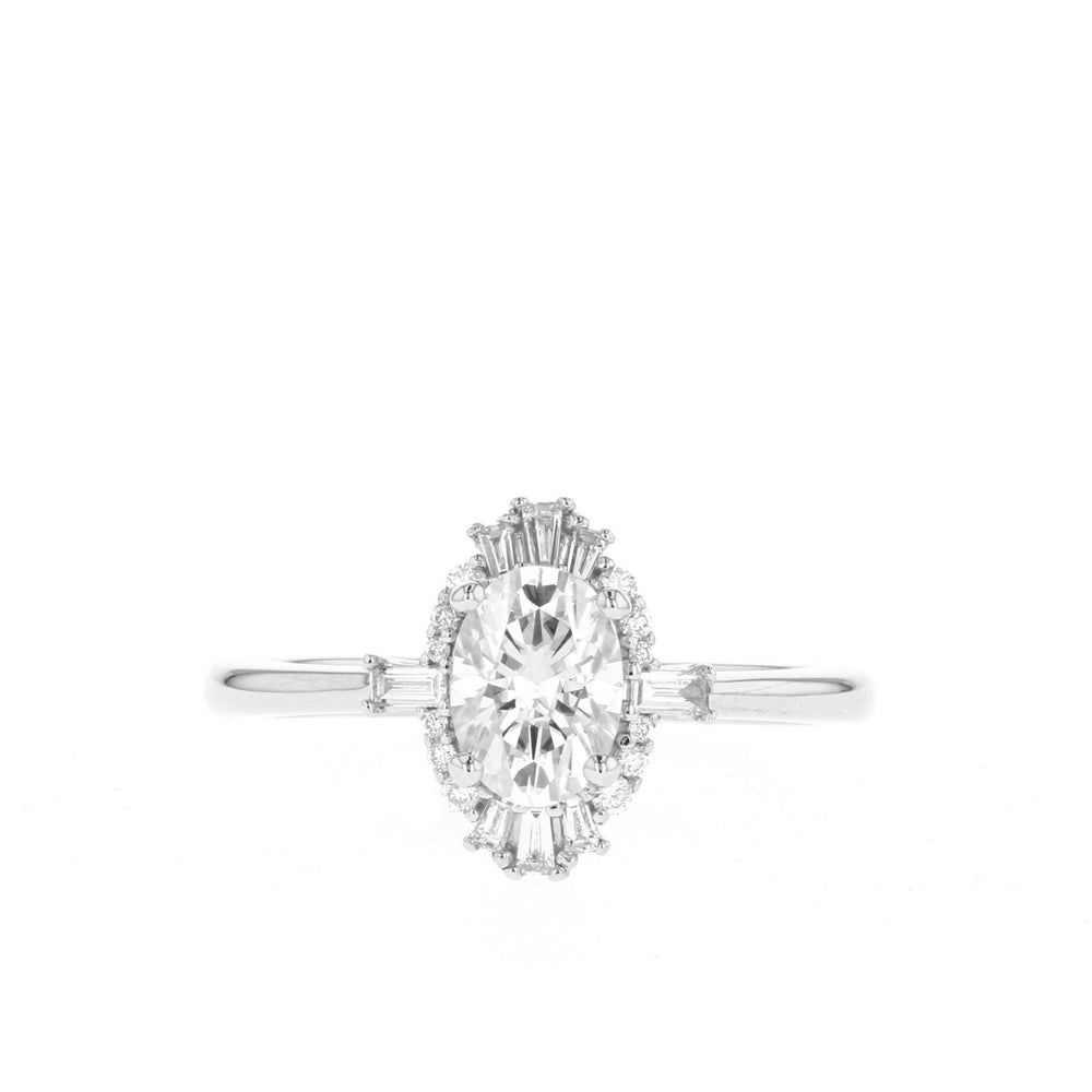 0.75CT Oval Cut Cluster Moissanite Diamond Engagement Ring