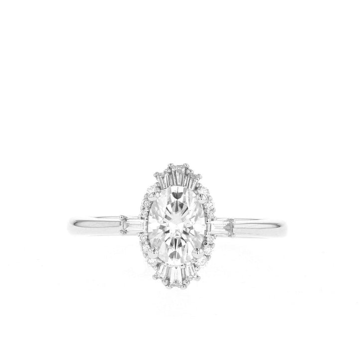 0.75CT Oval Cut Cluster Moissanite Diamond Engagement Ring