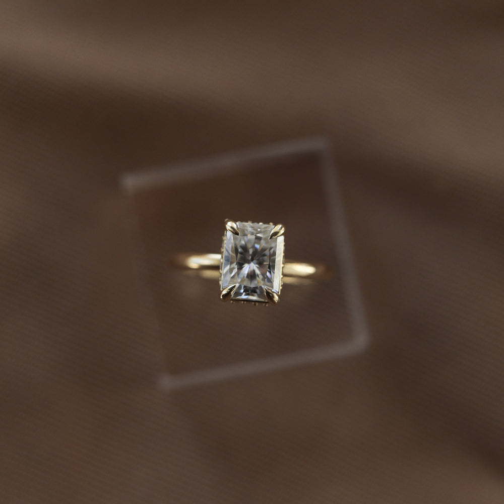 1.70CT Radiant Cut Hidden Halo Moissanite Diamond Engagement Ring