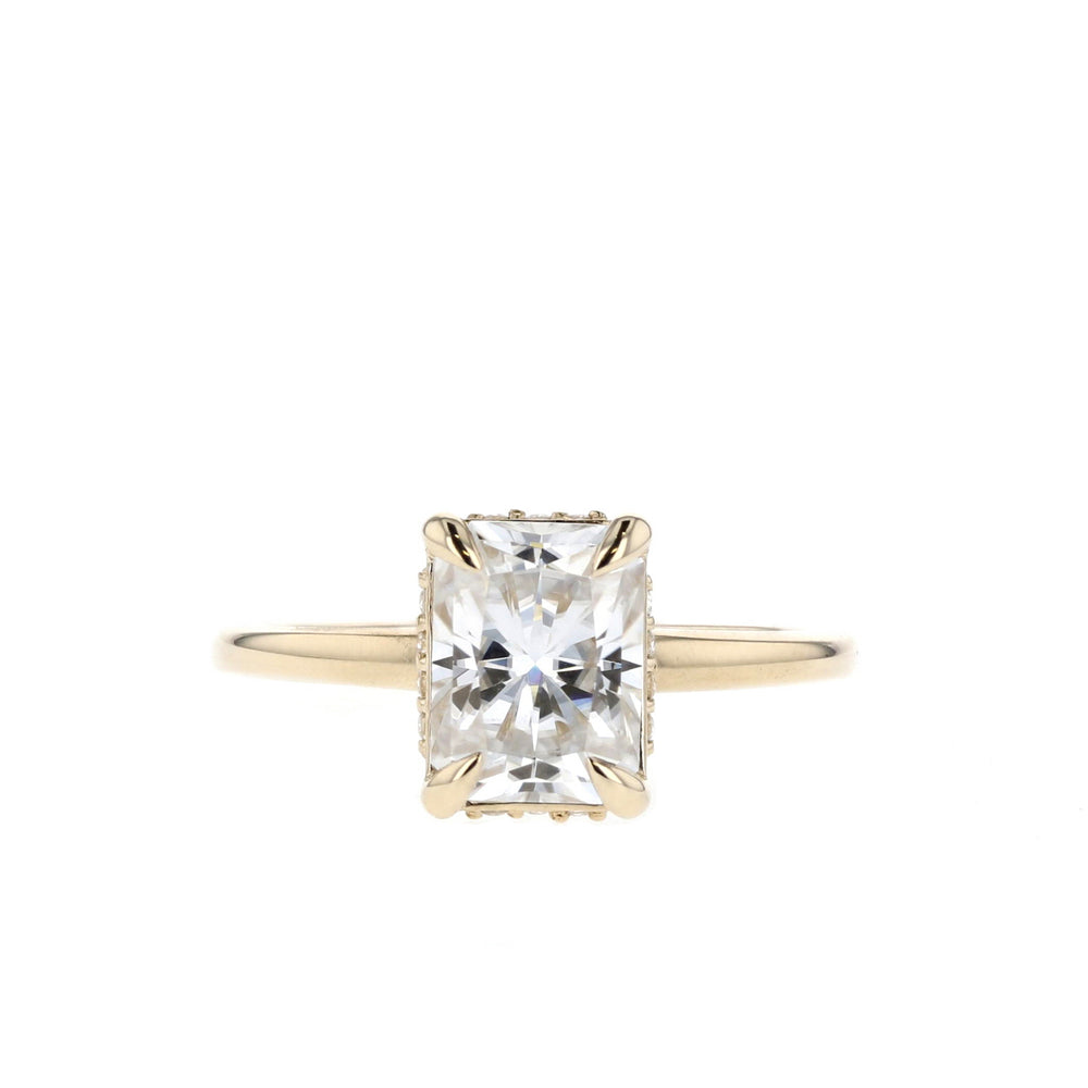 1.70CT Radiant Cut Hidden Halo Moissanite Diamond Engagement Ring