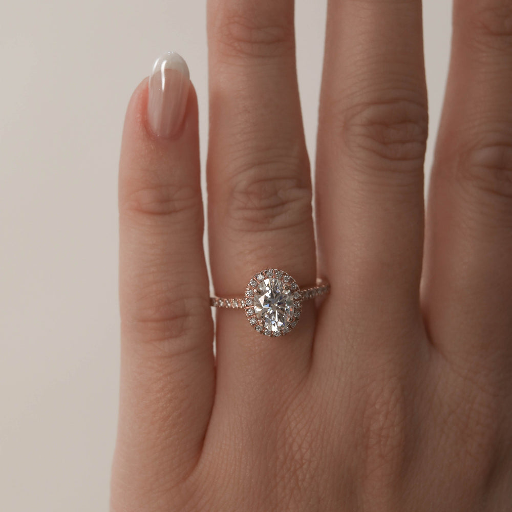 1.20CT Oval Moissanite Halo Diamond Engagement Ring