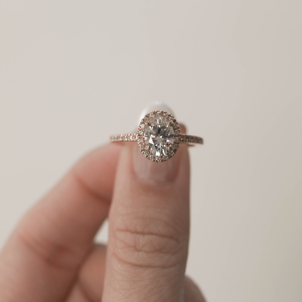 1.20CT Oval Moissanite Halo Diamond Engagement Ring