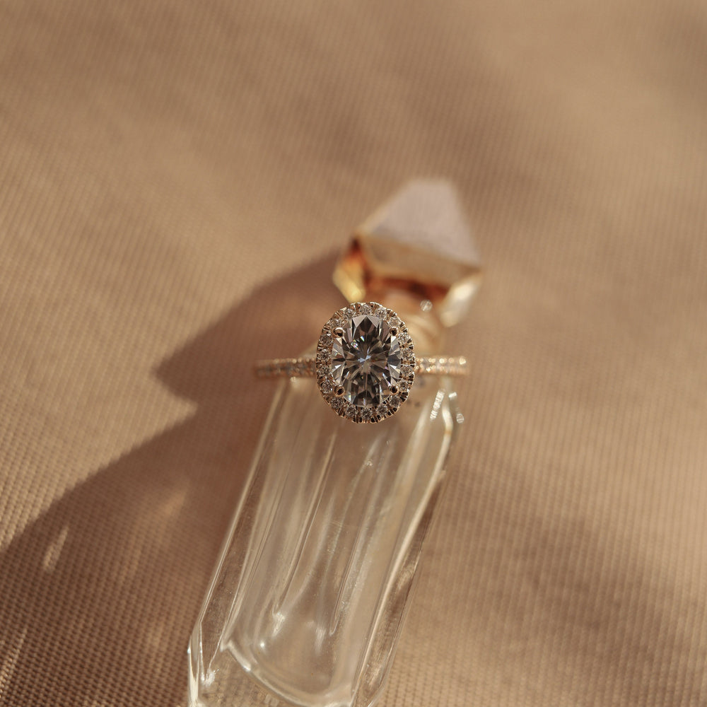 1.20CT Oval Moissanite Halo Diamond Engagement Ring
