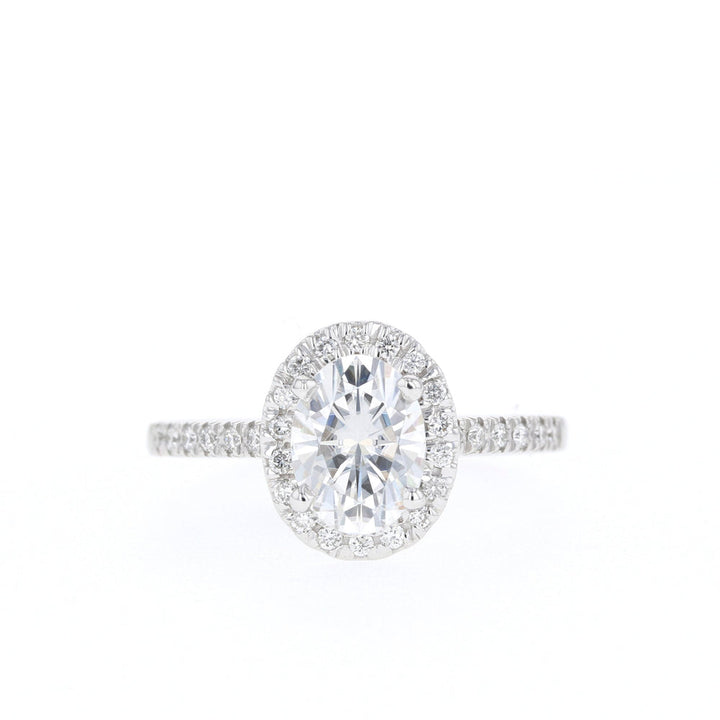 1.20CT Oval Moissanite Halo Diamond Engagement Ring