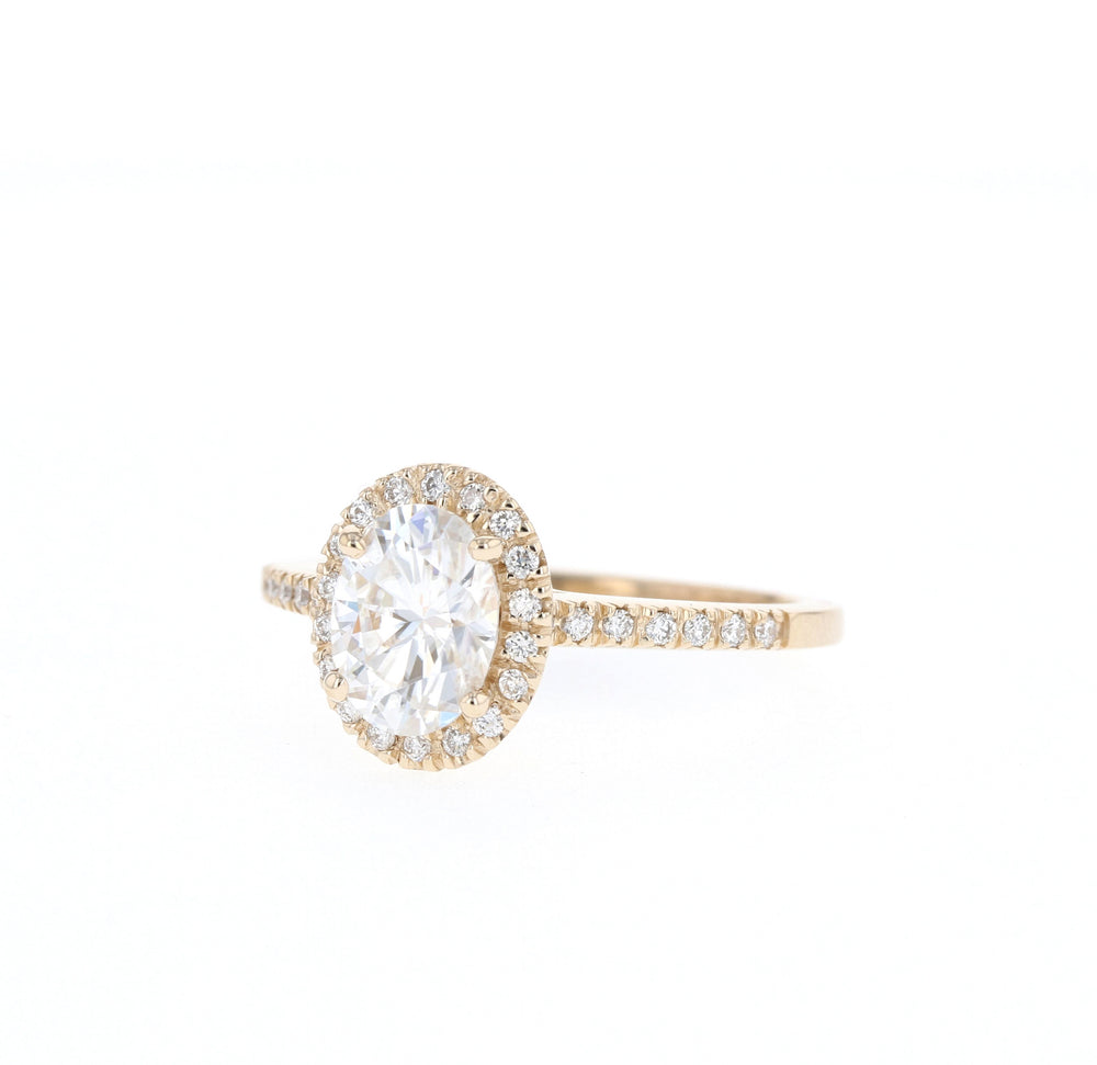 1.20CT Oval Moissanite Halo Diamond Engagement Ring
