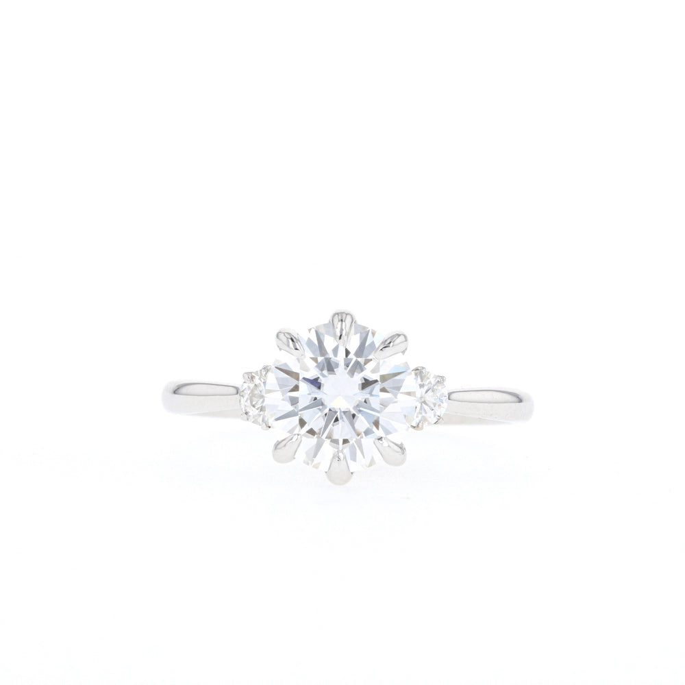 2.1CT  Round Moissanite Three Stone Diamond Engagement Ring