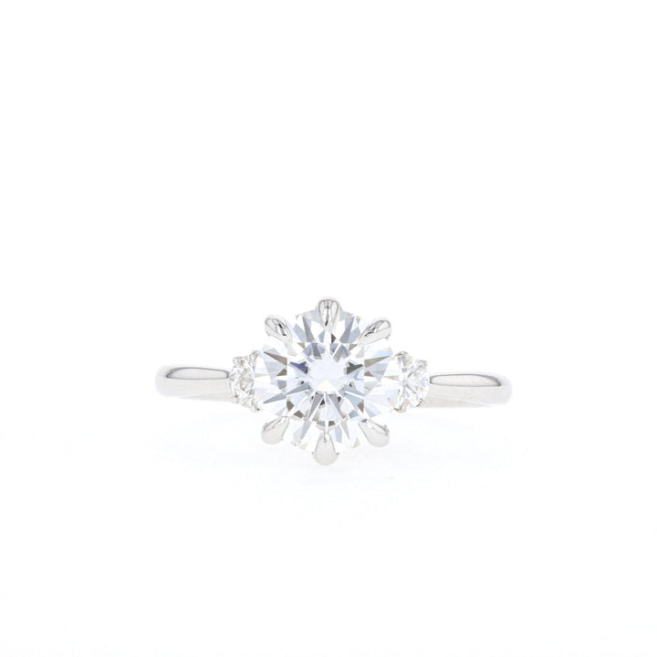 2.1CT  Round Moissanite Three Stone Diamond Engagement Ring