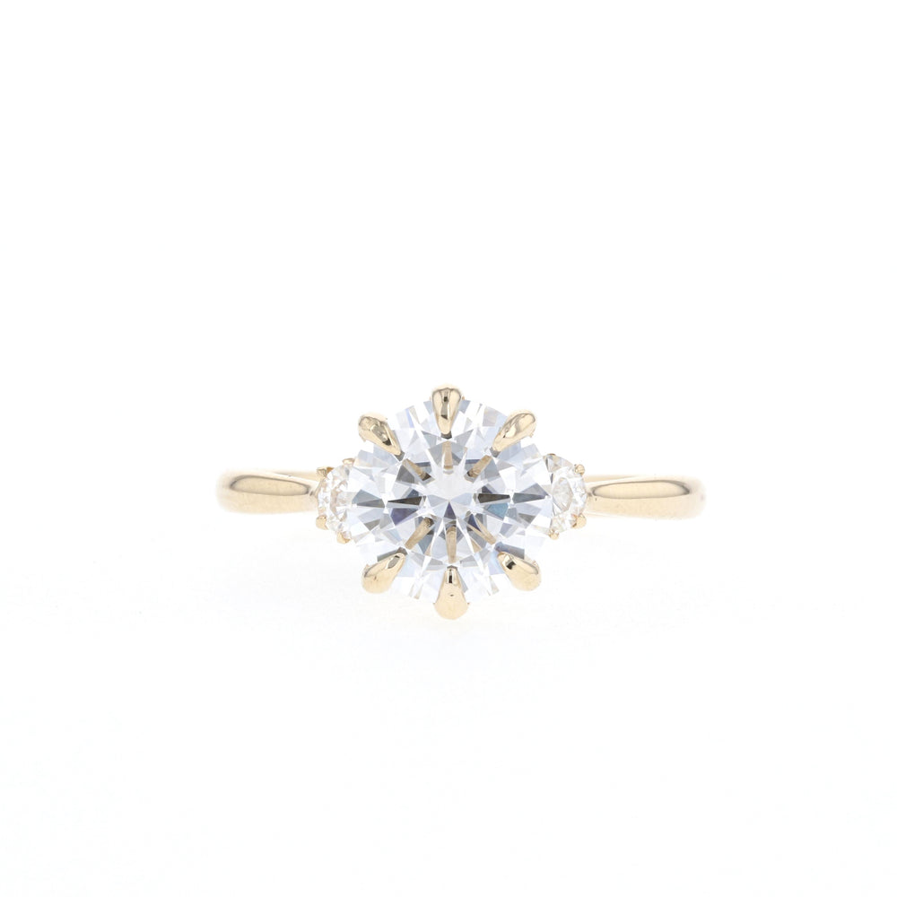 2.1CT  Round Moissanite Three Stone Diamond Engagement Ring