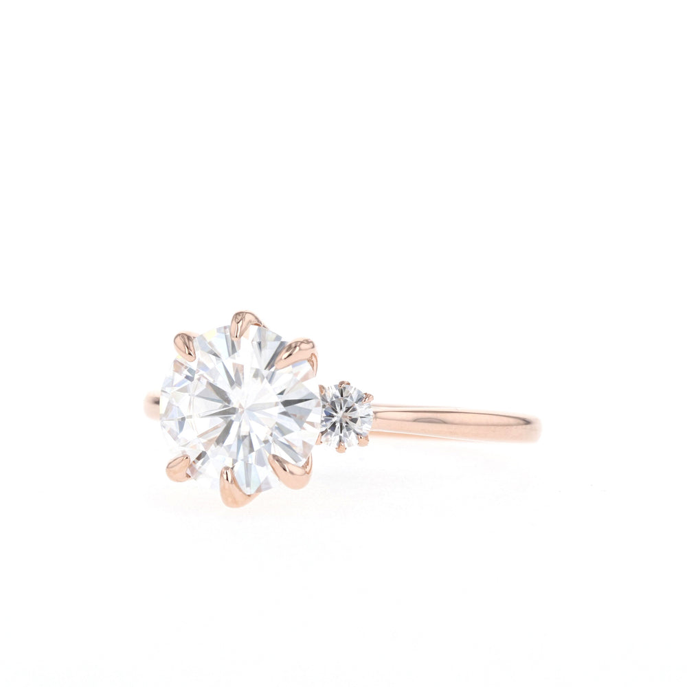 2.1CT  Round Moissanite Three Stone Diamond Engagement Ring