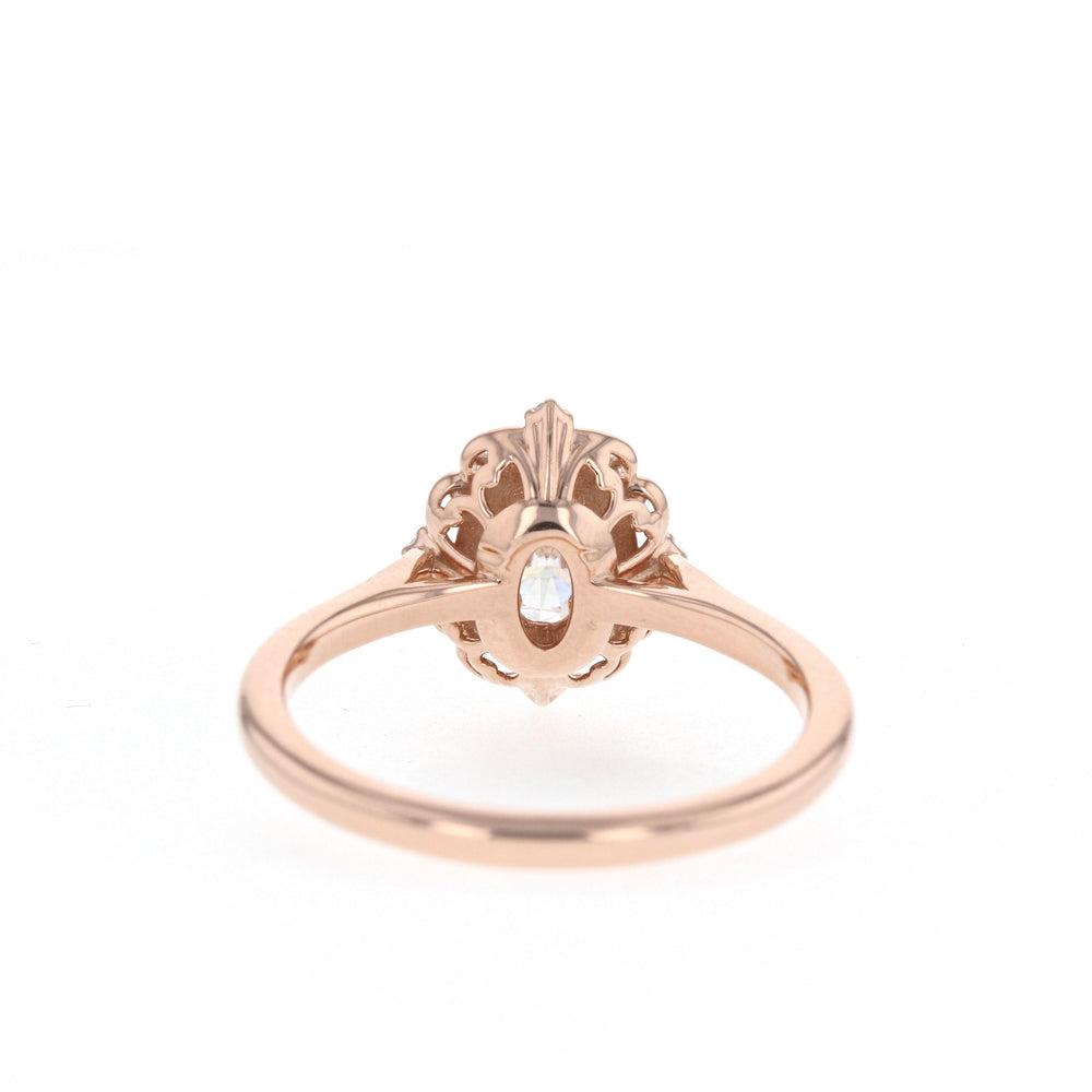 0.84CT Oval Moissanite Vintage Diamond Engagement Ring