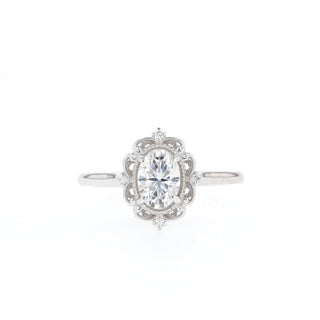 0.84CT Oval Moissanite Vintage Diamond Engagement Ring