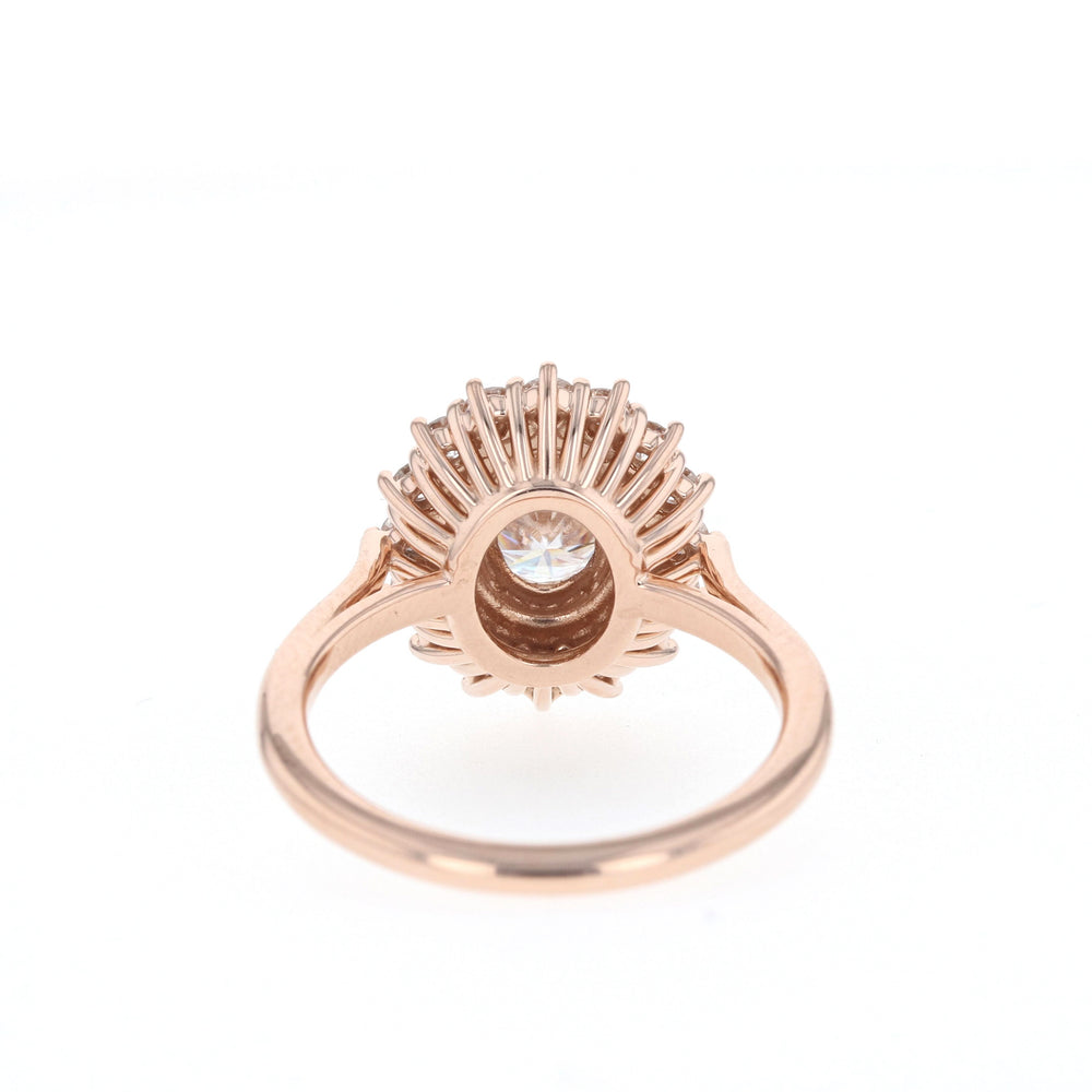 0.75CT Oval Moissanite Double Halo Diamond Engagement Ring