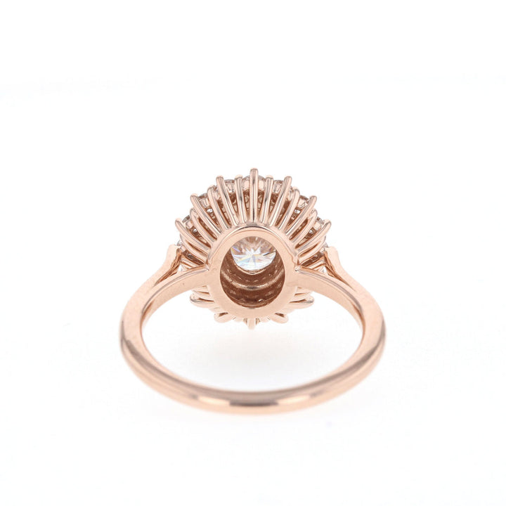 0.75CT Oval Moissanite Double Halo Diamond Engagement Ring