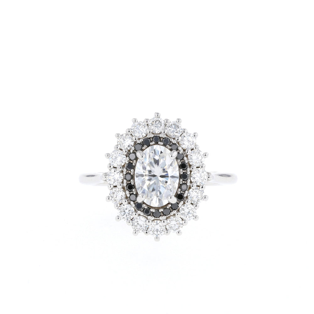 0.75CT Oval Moissanite Double Halo Diamond Engagement Ring
