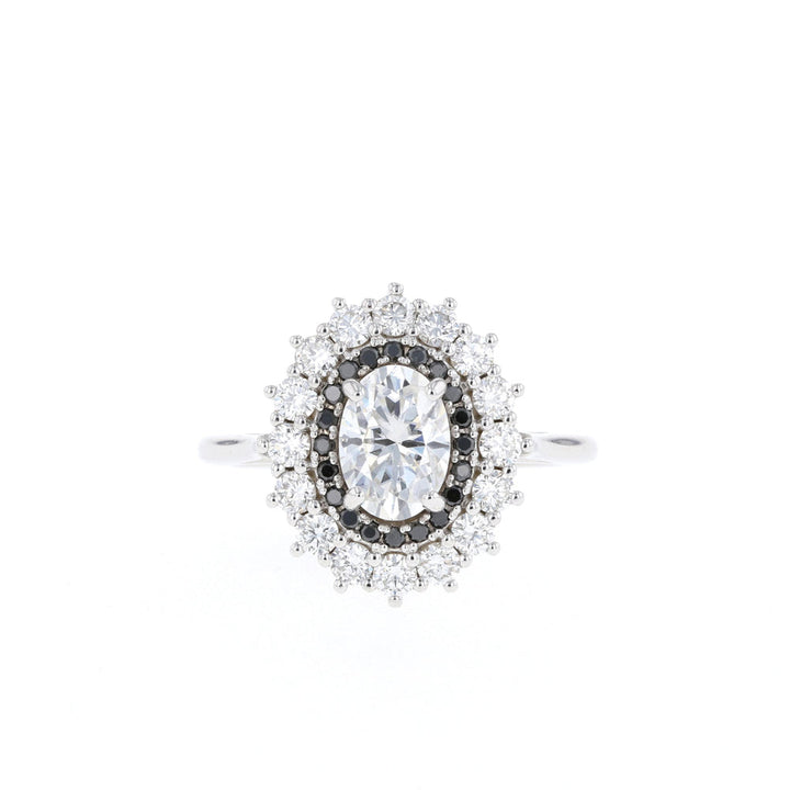 0.75CT Oval Moissanite Double Halo Diamond Engagement Ring