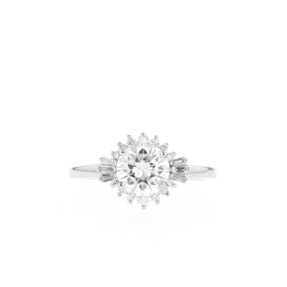 1.05CT Round Moissanite Cluster Diamond Engagement Ring