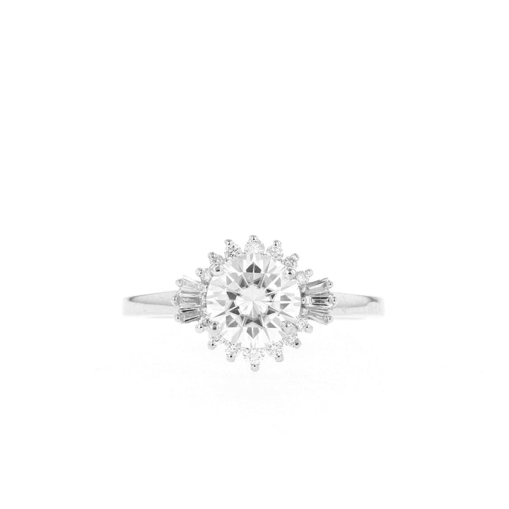 1.05CT Round Moissanite Cluster Diamond Engagement Ring