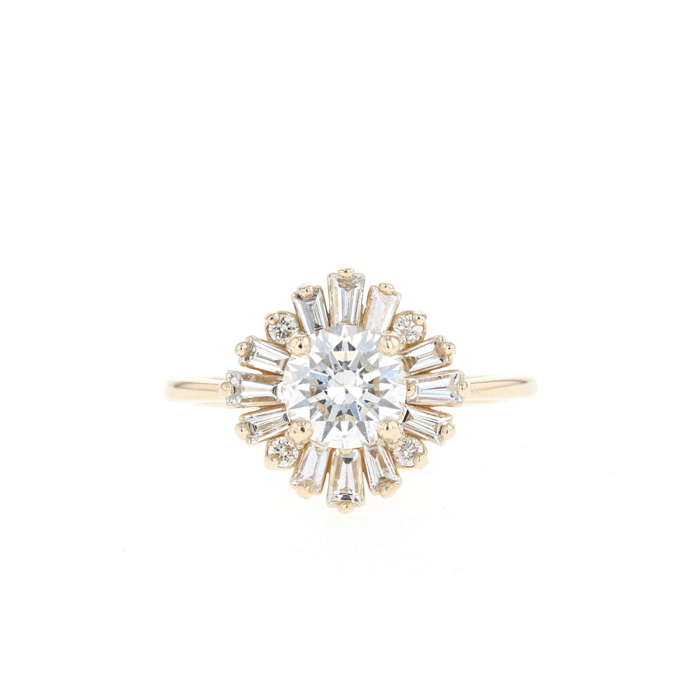 1.05CT Round Moissanite Cluster Diamond Engagement Ring