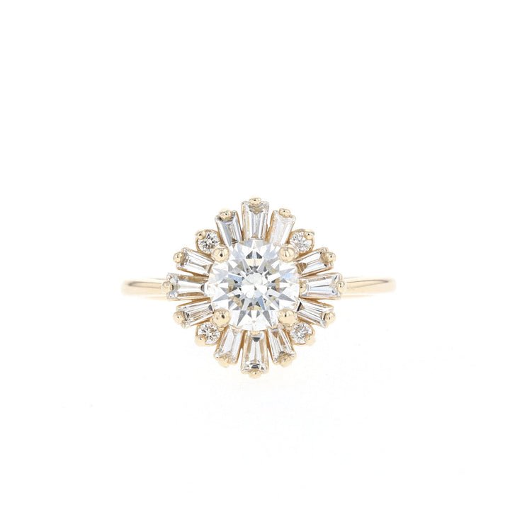 1.05CT Round Moissanite Cluster Diamond Engagement Ring