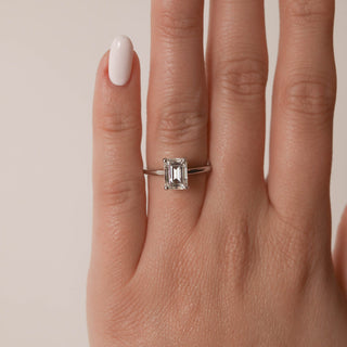 1.7ct Emerald Cut Moissanite Solitaire Diamond Engagement Ring