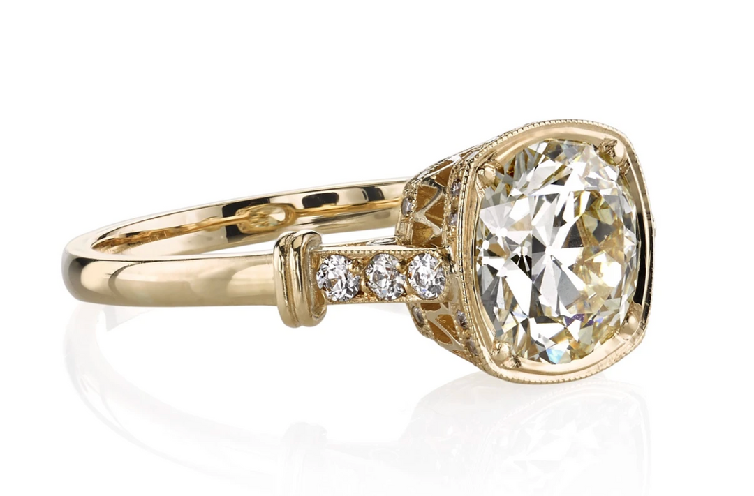 1.89ct Round Cut Moissanite Diamond Hidden Halo Engagement Ring