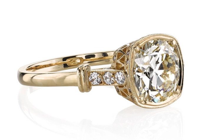 1.89ct Round Cut Moissanite Diamond Hidden Halo Engagement Ring