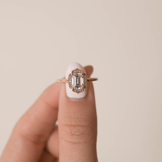1.10CT Emerald Cut Moissanite Vintage Cluster Diamond Engagement Ring