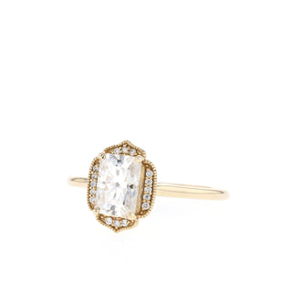 1.10CT Emerald Cut Moissanite Vintage Cluster Diamond Engagement Ring