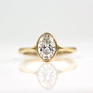2ct Oval Cut Bezel Moissanite Diamond Engagement Ring