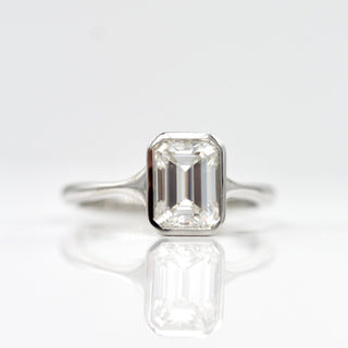 1.7ct Emerald Cut Solitaire Moissanite Diamond Engagement Ring