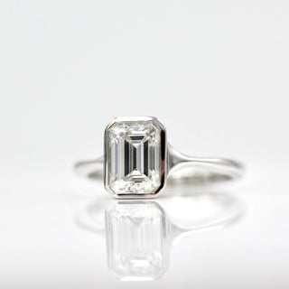 1.7ct Emerald Cut Solitaire Moissanite Diamond Engagement Ring