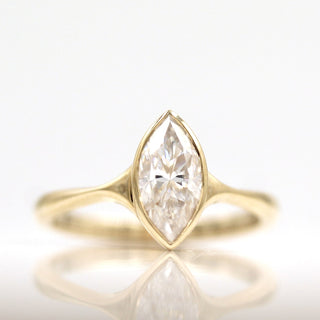 1ct Marquise Cut Bezel Solitaire Moissanite Diamond Engagement Ring
