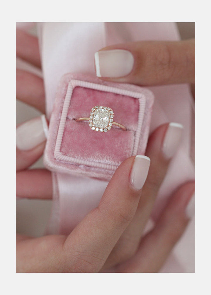 1.50ct Cushion Moissanite Diamond Halo Engagement Ring