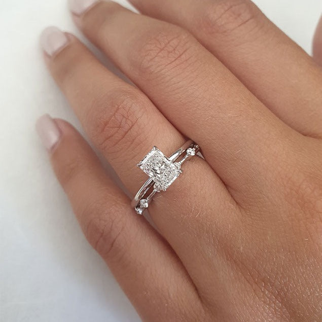 1.0ct Radiant Cut Moissanite Solitaire Diamond Engagement Ring