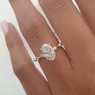 1.50ct Elongated Oval Cut Moissanite Diamond Engagement Ring