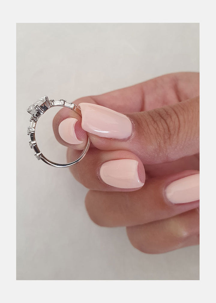 1.0ct Emerald Cut Moissanite Petite Pave Diamond Engagement Ring