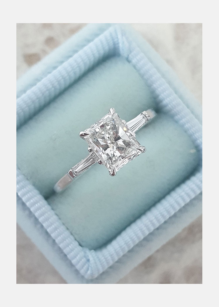 Radiant Cut Three Stone Diamond Engagement Ring 14K Yellow Gold