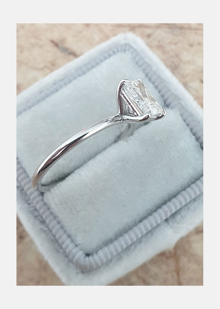 1.0ct Radiant Cut Moissanite Solitaire Diamond Engagement Ring