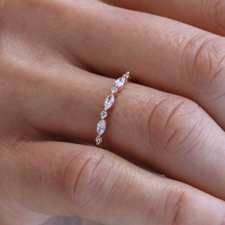 Marquise and Round  Cut Half Eternity Wedding Band